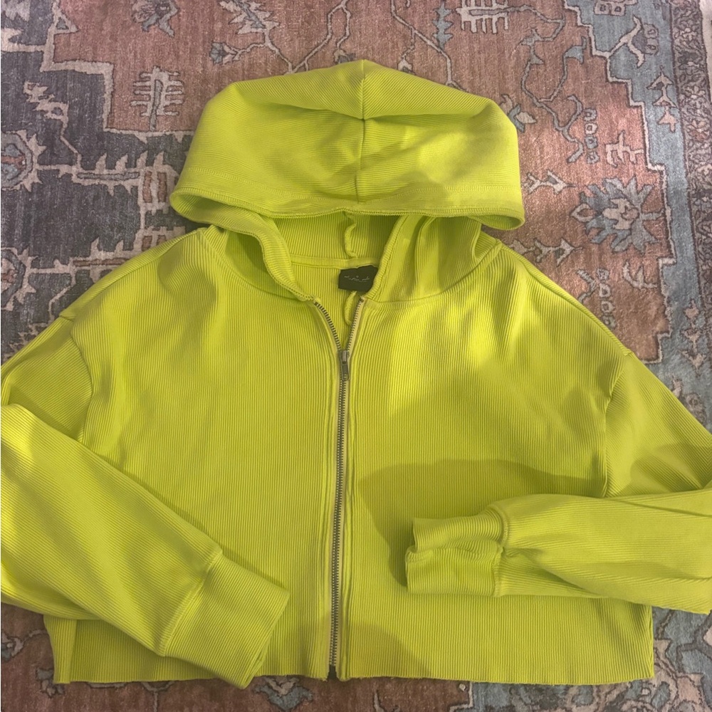 Urban Outfitters Lime Green Ribbed Zip-Up - Picture 3 of 6